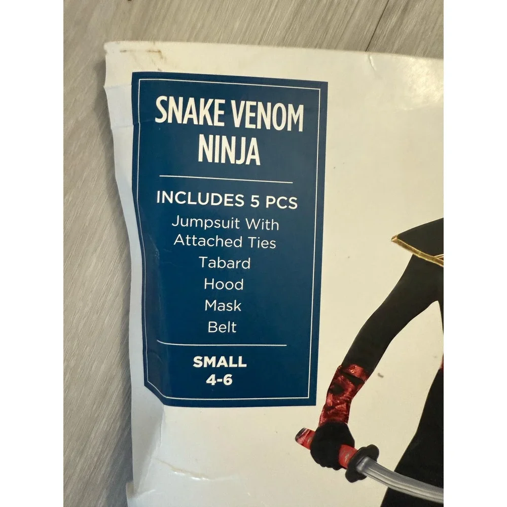 Snake Venom Ninja Boys Costume Girls Jumpsuit Halloween Cosplay Size Small 4-6